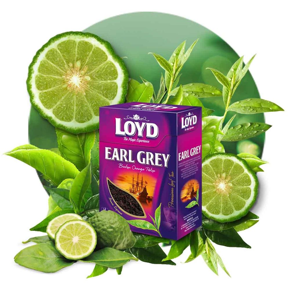 Loyd Earl Gray Herbata Czarna Liściasta z Olejkiem Bergamontowym Najlepsze Plantacje Premium Leaf Tea 100g