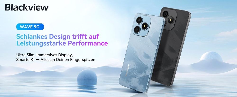 Blackview Wave 9C KI Handy Ohne Vertrag,Android15,12GBRAM+128GBROM,5000mAh,DualSSIM,1080P FHD,Fingerabdruck-Entsperrung