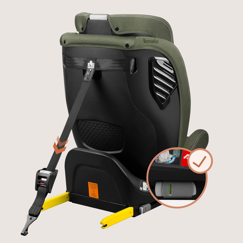 Lionelo Autokindersitz Bastiaan One i-Size, ab Geburt bis 12 Jahren, ab 0 kg bis 36 kg, Dri-Seat, 360 Grad - Grünolive