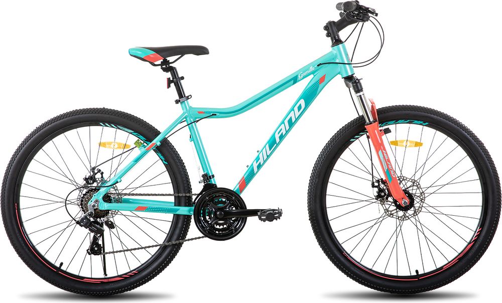 HILAND 26 Zoll Mountainbike Damen mit Lock-Out Federgabel 21 Gang Shimano Aluminiumrahmen Doppelscheibenbremse Studenten-Pendlerfahrrad, Mint grün