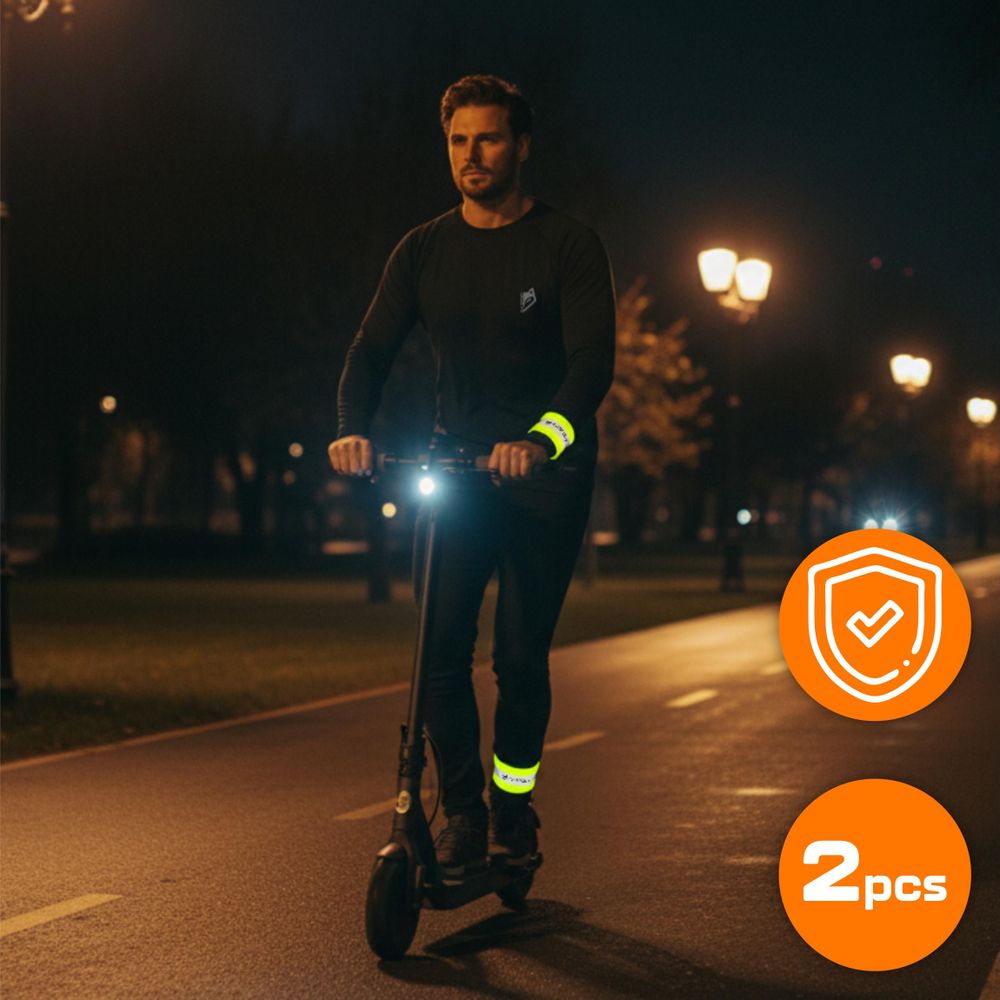 Reflektorband 2er Set, Reflektor zum Laufen & Radfahren, Sicherheitsband verstellbar mit Klettverschluss für Arm & Bein, EVI SPORT ActiveFlash Grün
