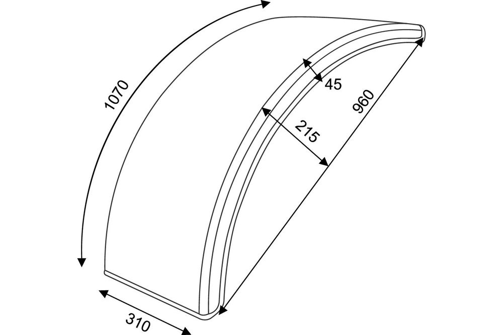 DOMAR T10100 Einzelkotflügel 16-28 Zoll aus Kunststoff für Landmaschinen und Traktoren 960x310 mm als robuster Radkasten