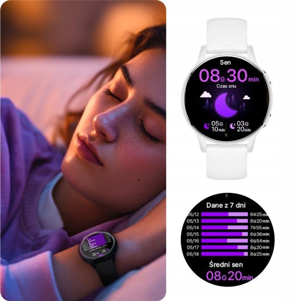 Smartwatch Forever iGo Watch 4! JW-600 AMOLED BT 5.3 IP67 Multisport Biały