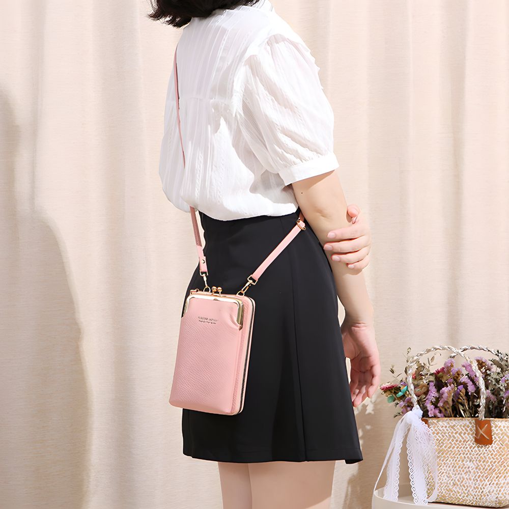 Umhängetasche Damen Klein Handytasche mit Vielen Fächern Handy Mini-Tasche Kleine Schultertasche Multifunktionale Crossbody Tasche Pink Retoo
