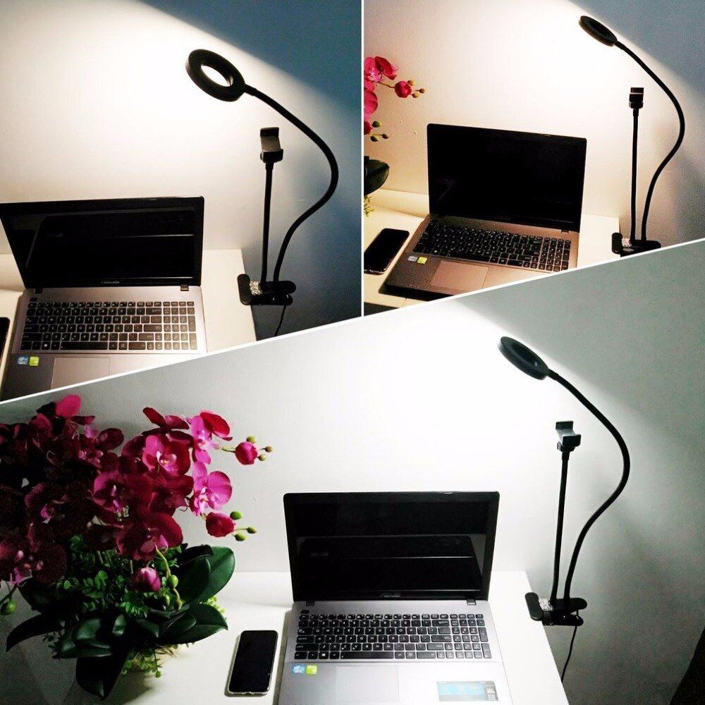 Ringlicht LED 4 Zoll mit Stativ Handyhalter Handy Selfie Ringleuchte Kamera 3 Farbmodi 10 Helligkeit Dimmbare Tischringlicht YouTube Live-Stream Retoo