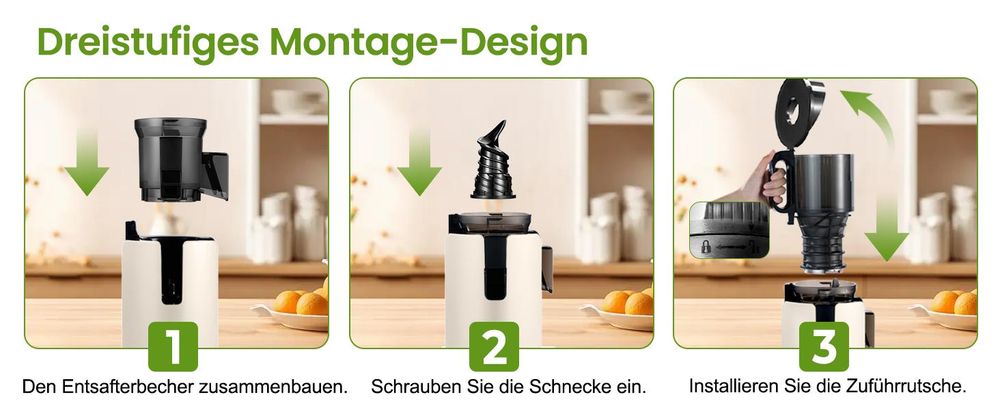 Ventray Max 120 Kaltpress Entsafter BPA frei mit Doppelfilter und 120 mm Einfülltrichter für hohe Saftausbeute leicht zu reinigen 250W, Schwarz