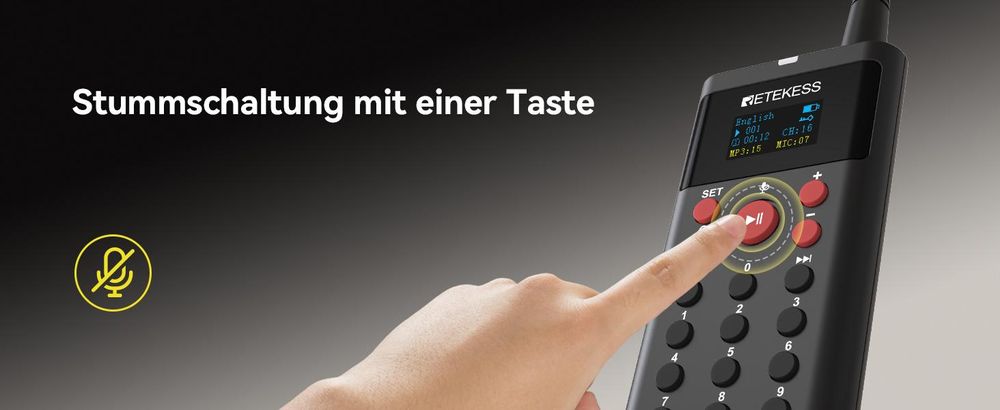 Retekess TT127 Tour Guide System, Selbstgeführtes Toursystem, 200 Meter, 41 Sprachen, 3 Modi, 16GB, mit TT123-Mikrofon, für Museen, Reisen, Kirche