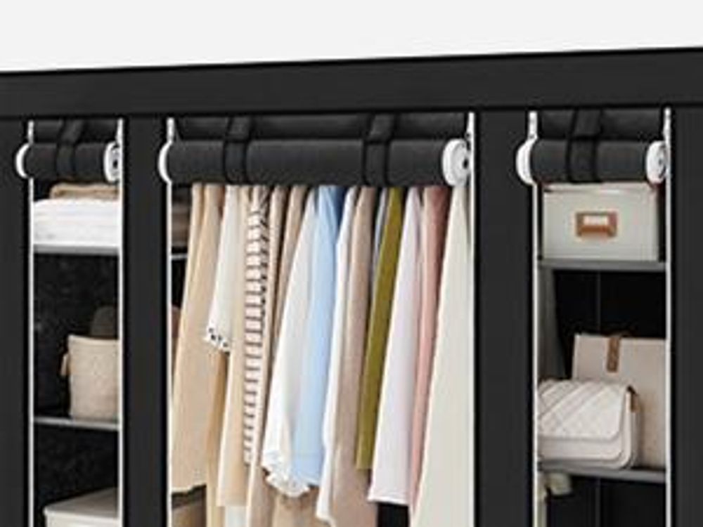 SONGMICS Kleiderschrank mit Kleiderstange 12 Ablagen