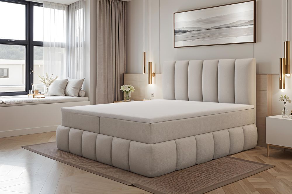 VELAR Boxspringbett mit bettkasten "BALI PLUS", 180 cm, Beige