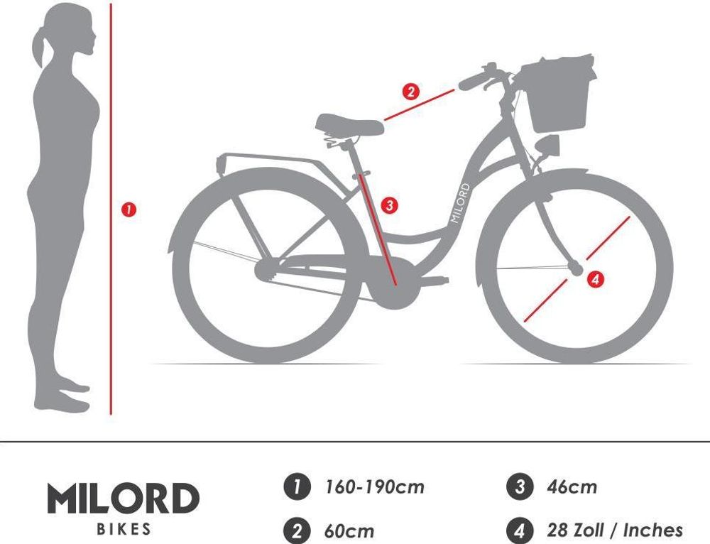 MILORD Damenfahrrad Citybike Komfort Mit Metallkorb Hollandrad Fahrrad, 28 Zoll, 21-Gang, Rosa-Creme