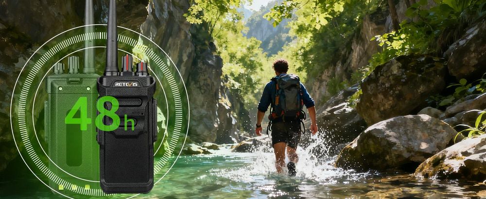Retevis RT648 Funkgeräte set, Walkie Talkies mit USB Ladestationen, IP67 Wasserdicht, 1200mAh Batterie, Notfallalarm, VOX, Squelch, CTCSS / DCS, für Familienaktivitäten (2 Stück, Schwarz)
