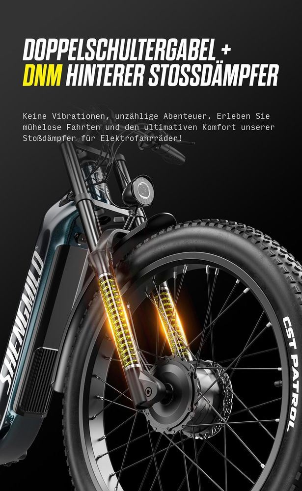 Shengmilo S700 PRO Terénní elektrokolo,Dual‑Drive,48V 25Ah,26×3.0 palců,dojezd 80‑90 km,120 kg