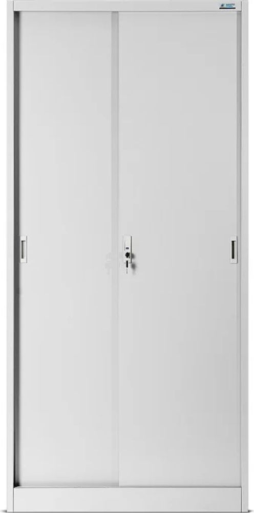 Aktenschrank Büroschrank mit Schiebetüren Stahlblech Fachböden Pulverbeschichtung abschließbar 185 cm x 90 cm x 40 cm Farbe: Grau