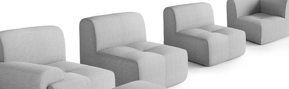 MILYSOFA SOFAMOUS, modułowy narożnik dla 4 osób z chaise longue, obity tkaniną chenille w kolorze piaskowego beżu