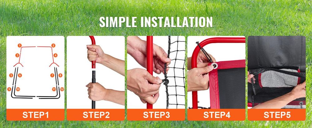 VEVOR Baseball- und Softball-Rebounder-Netz, 3,5 x 4,5 ft 2-in-1 Wechselschlagtrainer, PitchBack Baseball-Wurftrainer-Netz, Rückprallnetz für Feld- und Wurftraining