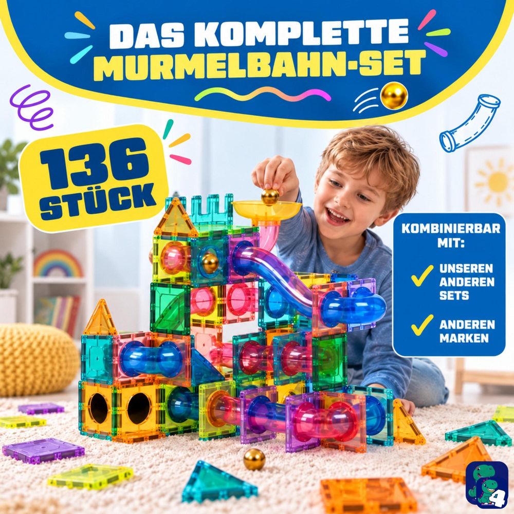 Fits4Kids Kugelbahn Set mit 136 Teilen