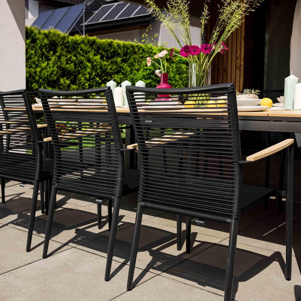 Gartenmöbel-Set BASITA 12 Personen – wetterfest, langlebig, Holzoptik – Beige