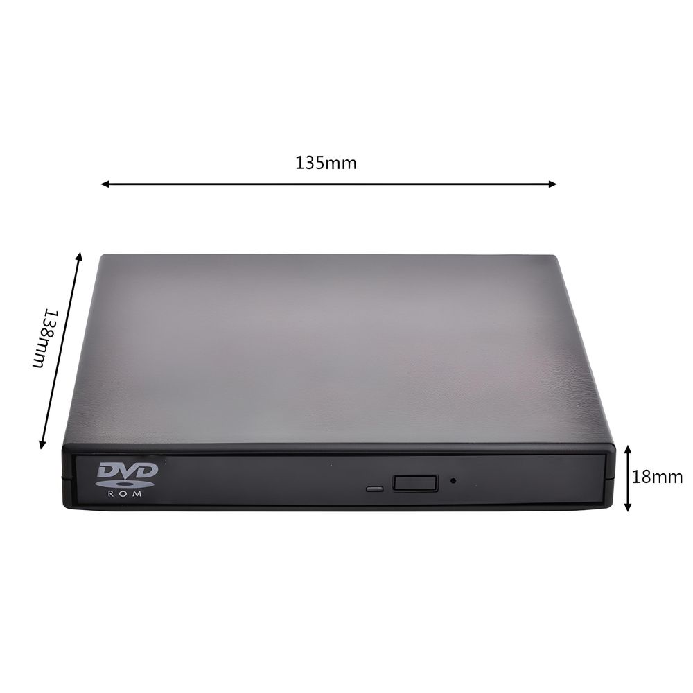 Externes CD DVD Laufwerk USB 2.0 Kabel Tragbares Laufwerk Lesegerät Geräuschloser Betrieb RW Laufwerk Slim Superdrive Laptop Desktop Windows Retoo
