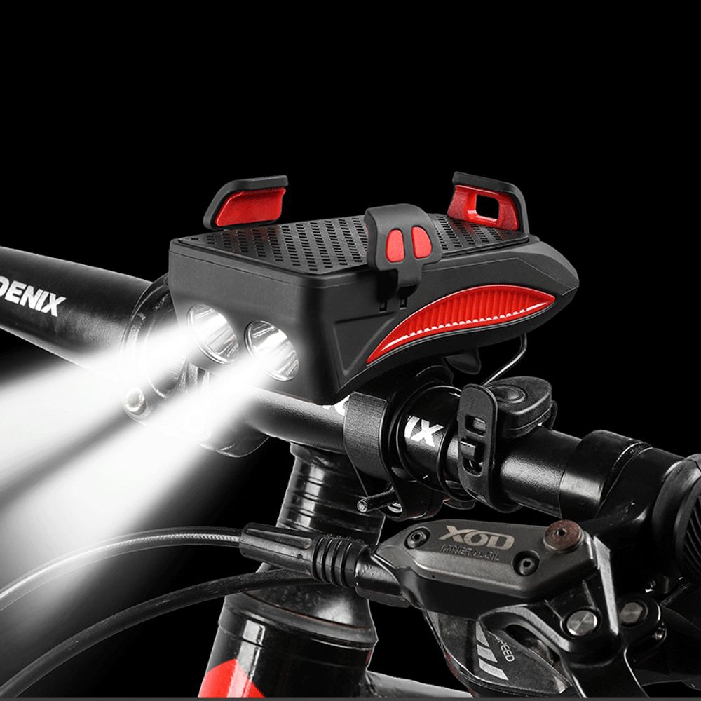 Fahrrad Handyhalterung mit LED Lampe Universal Bike Halterung Smartphone Lenker Halter für Handy Smartphone 360° Drehbar Schwarz Motorrad Scooter iPhone Samsung Retoo
