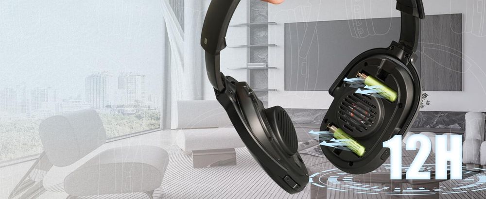 Retekess TA007 Bezdrátová sluchátka k televizi, nabíjecí stanice s vysílačem 2,4 GHz, dosah 60 m, kompatibilní s Bluetooth, sluchátka k televizi pro seniory, fotbalový zápas