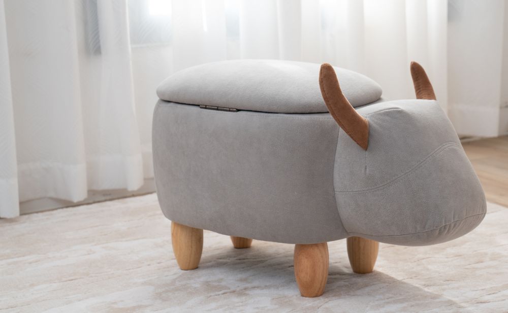 SVITA Tierhocker Stauraum Kinderhocker Sitzhocker Kinderzimmer Sitzbox Stier