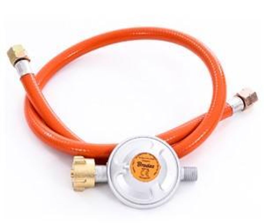 Gasschlauch Set bestehend aus Gasdruckregler 50 mbar und flexiblem Gasschlauch 80 cm - ideal für Gasgrills, Heizstrahler, Hockerkocher, Gaskocher, Lampen, uvm.