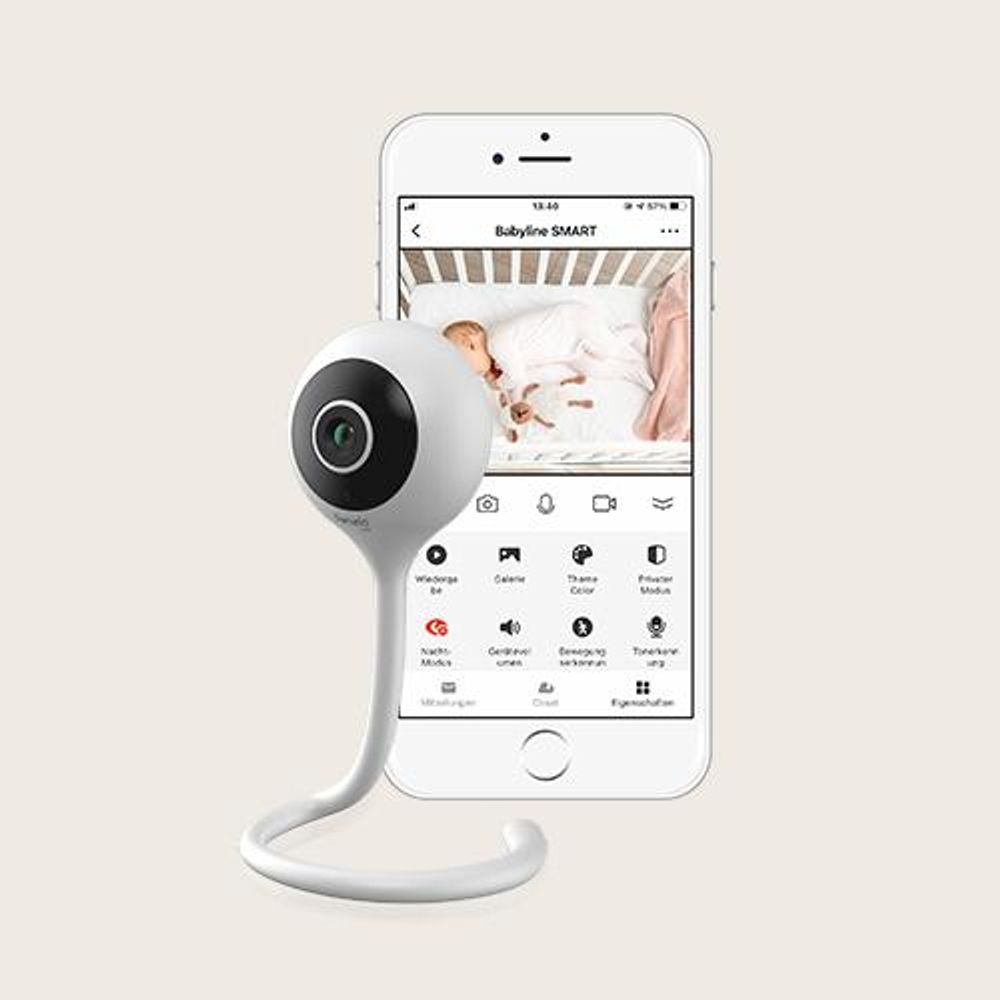 LIONELO Babyphone Babyline Smart Camera Wi-Fi Monitor, Mobile App, Bewegungs Geräuscherkennung, Sichtbarkeit im Dunkeln, Zwei-Wege Kommunikation White