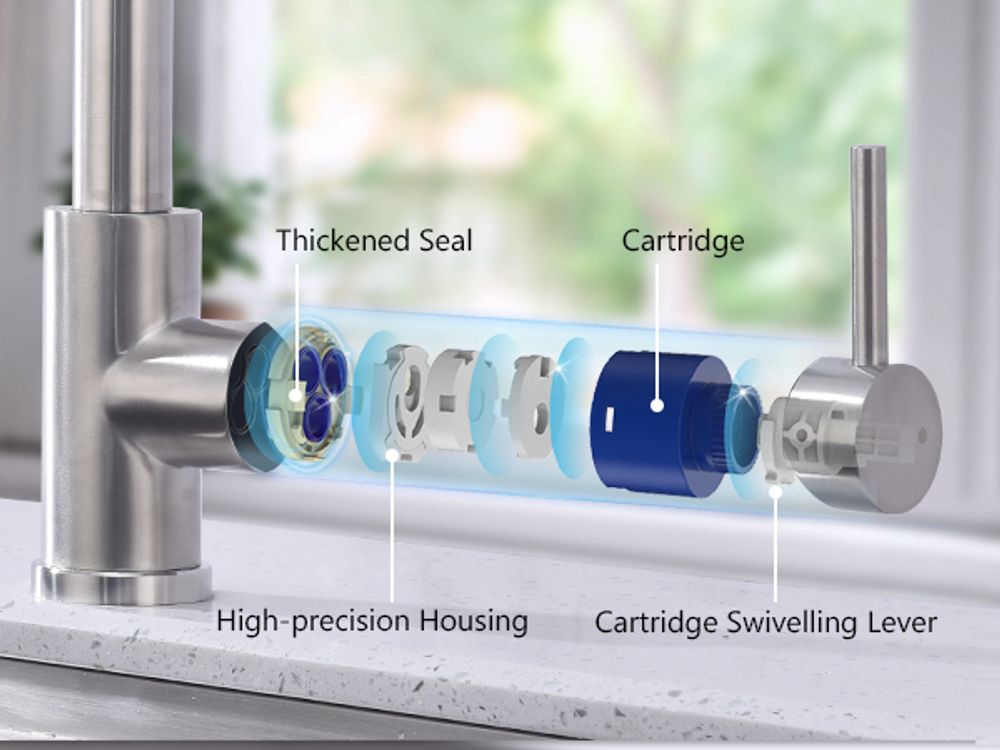 Homelody Küchenarmatur Edelstahl – 360° Schwenkbare Ausziehbare Spültischarmatur mit 3-Funktion-Brause, Wasserhahn Küchen für Flexibles Arbeiten