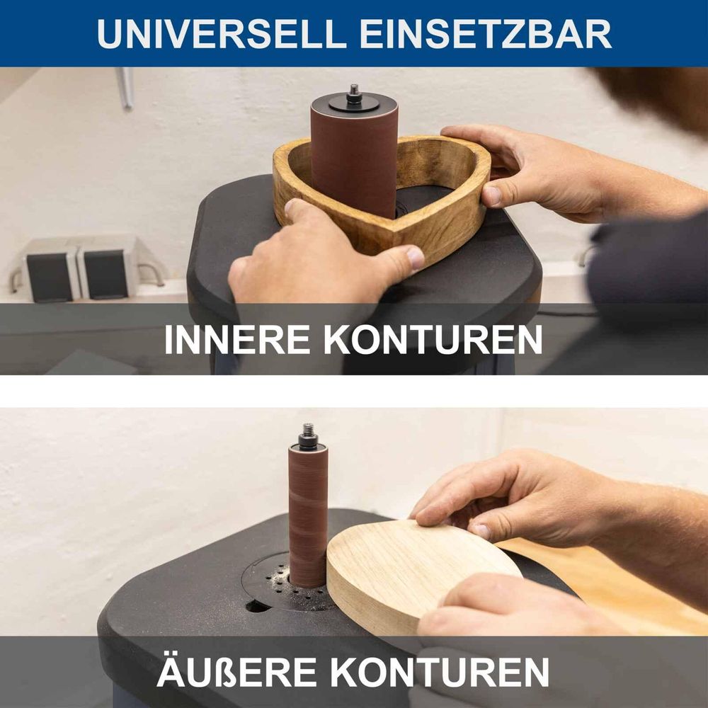 Das Bild zeigt eine Person bei der Arbeit mit dem Oszillierender Spindelschleifer OSM100.