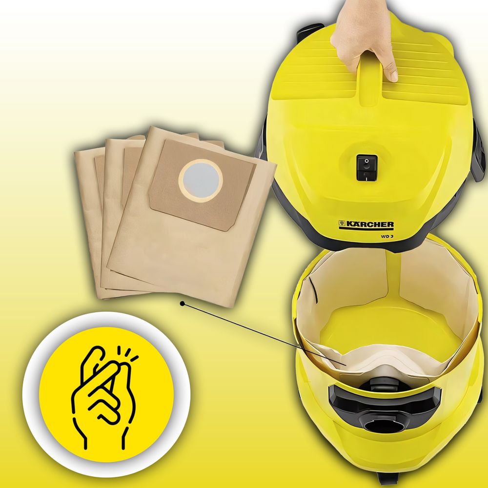 10 Staubsaugerbeutel mit Filter geeignet für Kärcher KFI 357 KFI357 KA 40 2.863-314.0 WD2 Plus WD3 WD3s Ersatz Retoo