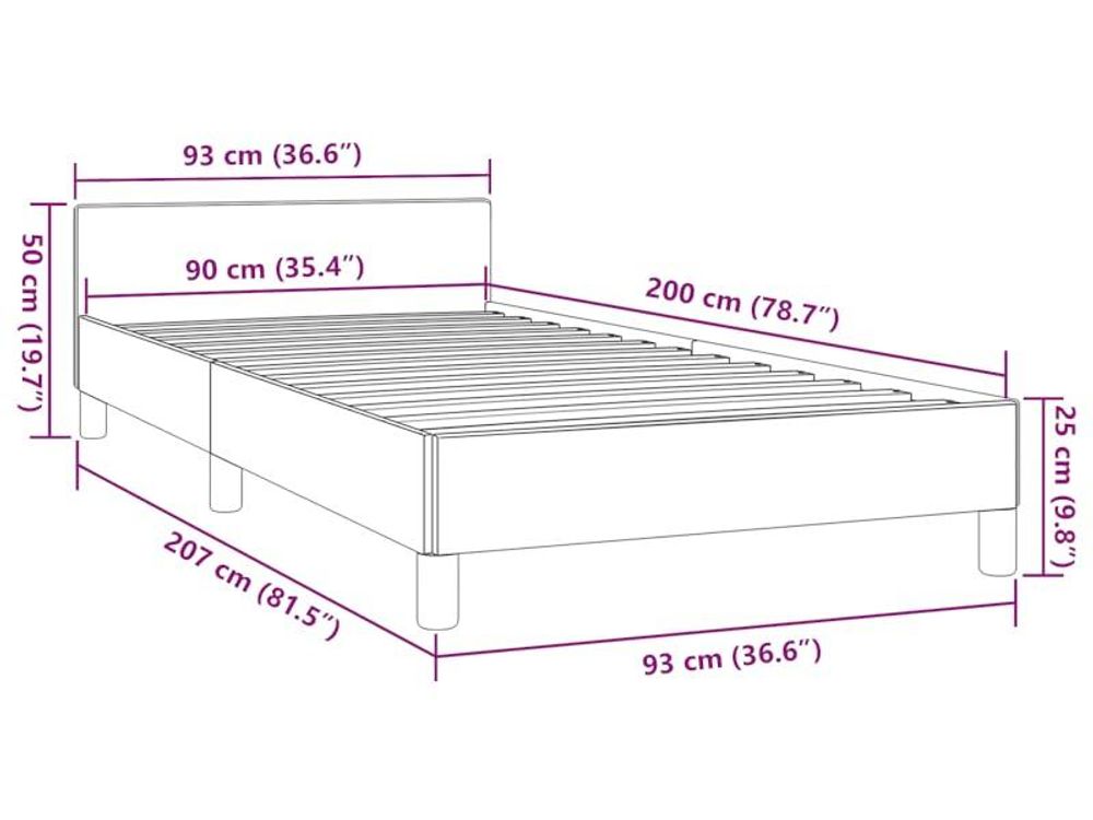 vidaXL Bettgestell ohne Matratze Hellgrau 90x200 cm Stoff