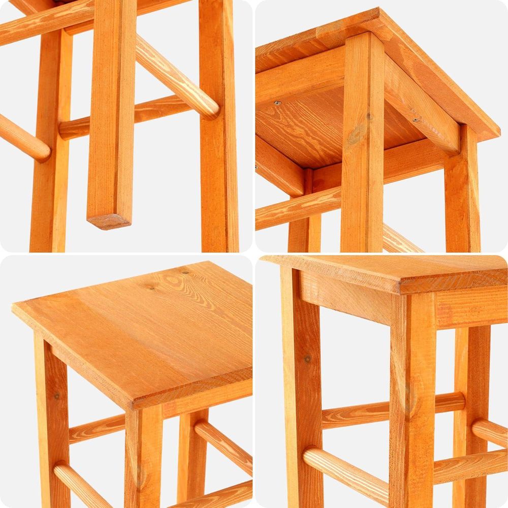 KADAX Holzhocker, Fußbank aus natürlichen unlackierten Kiefernholz (Quadratisch Braun)