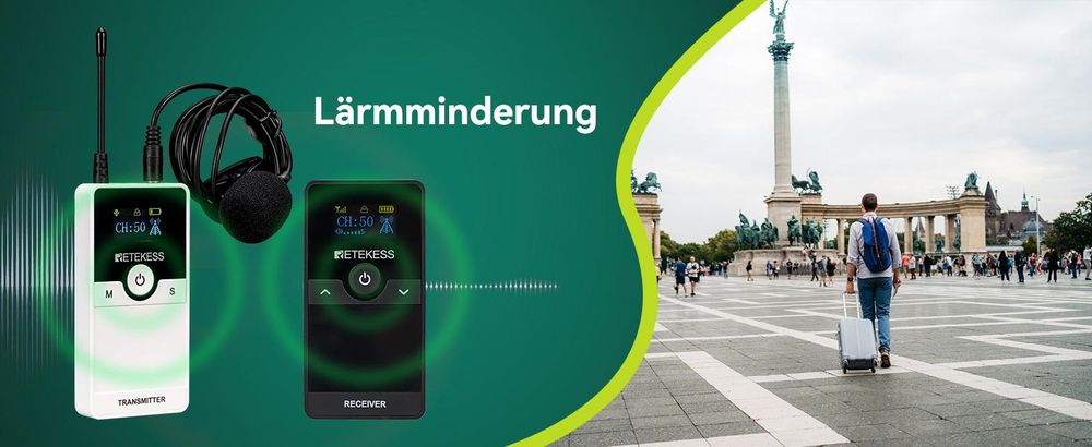 Retekess TT116 Tour Guide System, Tragbares Drahtloses Audiosystem, 200 m, Geräuschreduzierung, Rauschunterdrückung, für Tourismus, Fabrik, Schule