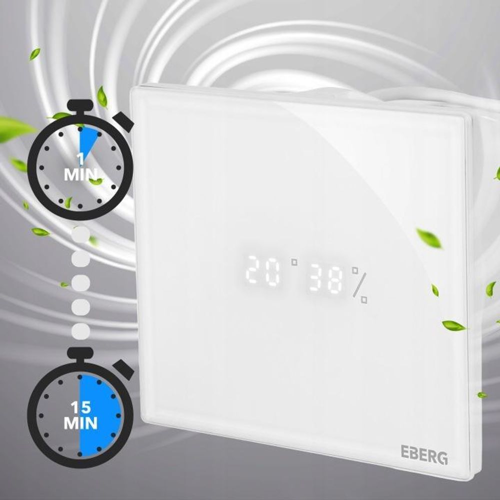 EBERG ENSO 120 W Badlüfter 120 mm Feuchtigkeitssensor Timer LED Weiß
