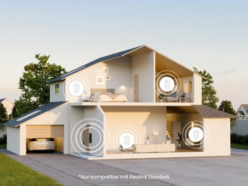 Reolink Chime Plus, Plug-in-Sirene für Reolink Video-Türklingel, Remote-Bedienung per App, einstellbare Lautstärke, Licht & 10+ Klingeltöne