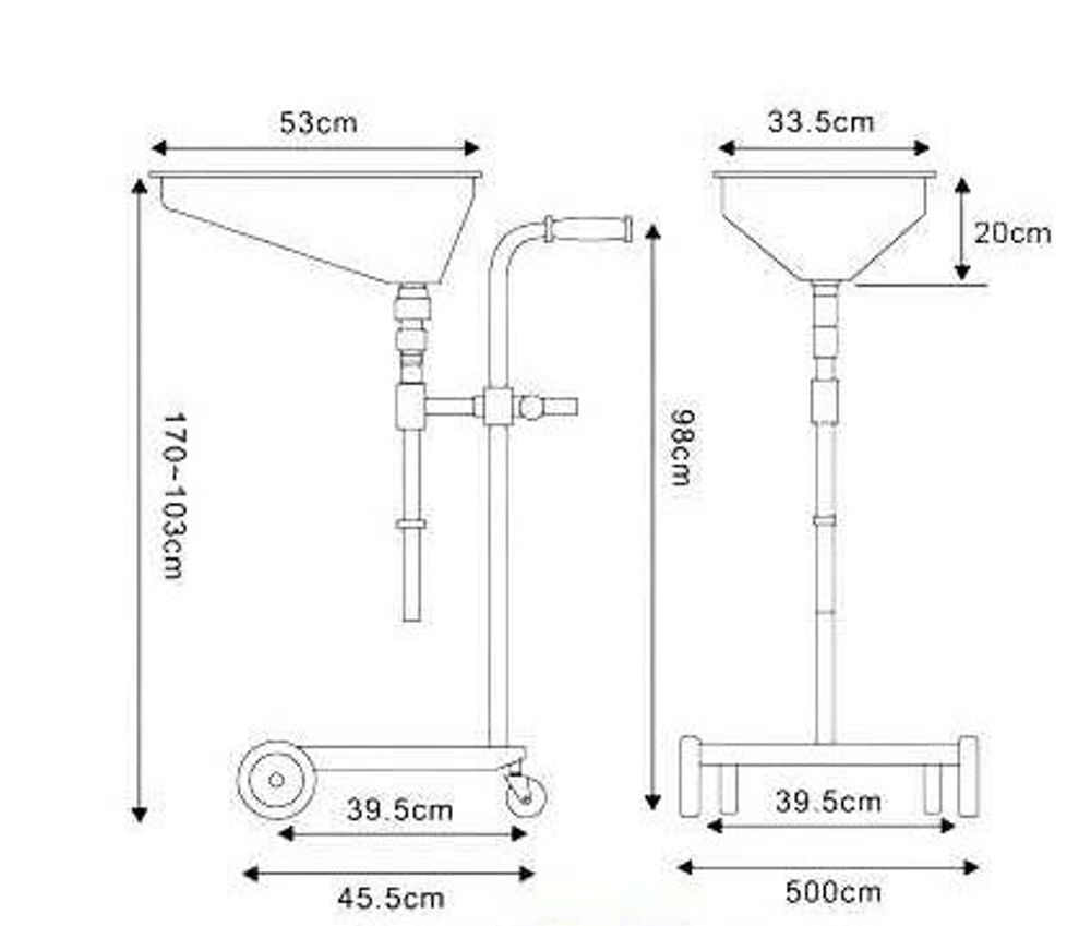 LUXTOM | Ölauffangwagen, Höhenverstellbar 103-170cm, Ölsammler für Altöl, Ölablassgerät, Ölauffanggerät