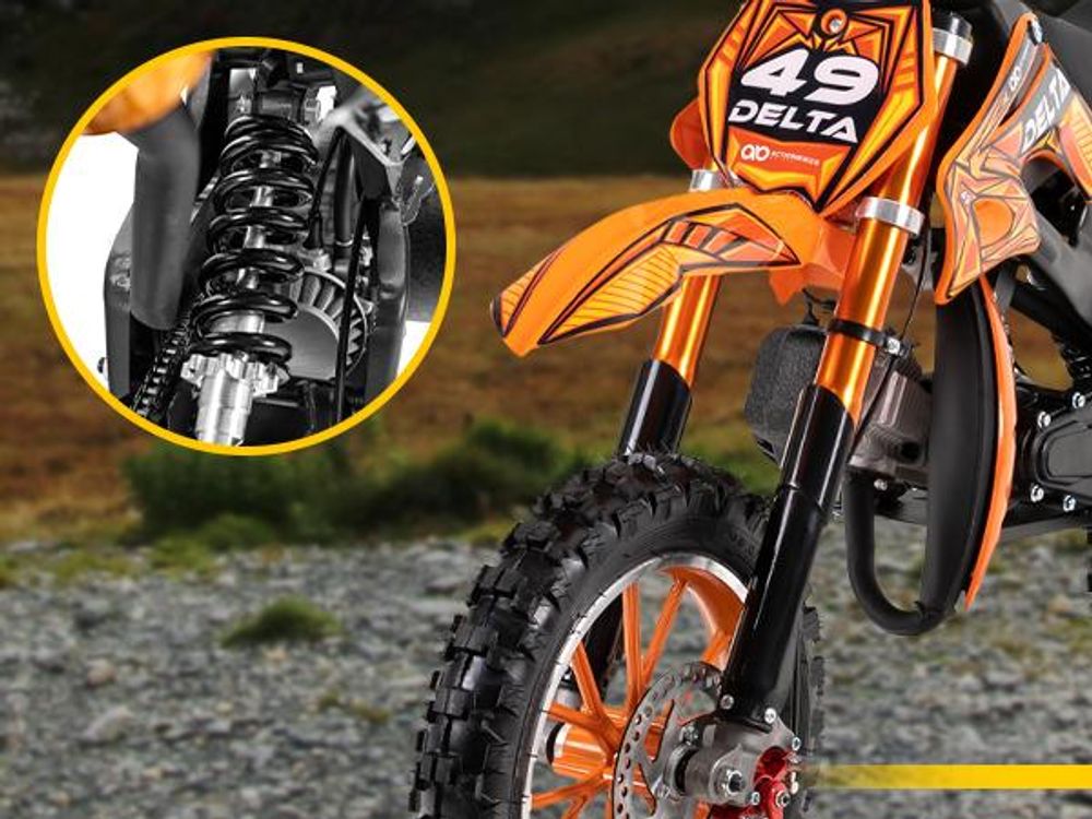 Actionbikes Motors Jugend Mini Crossbike Delta 49ccm | 2 Takt - Bis zu 40 km/h - Motorcrossbike - Pocketbike - Cross Dirt Bike - Motorrad (Grün)