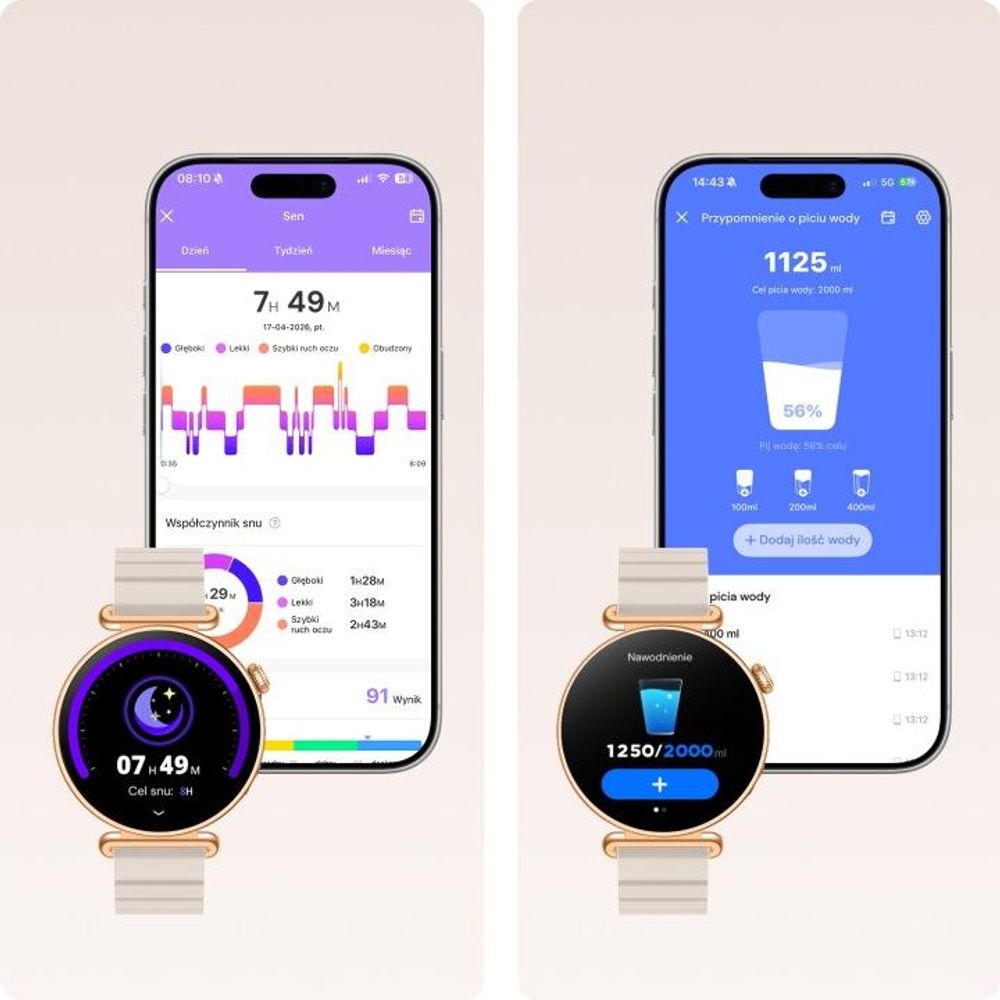 Zegarek smartwatch Rosadust SB-380 dla kobiet w kolorze różowego złota z paskiem magnetycznym