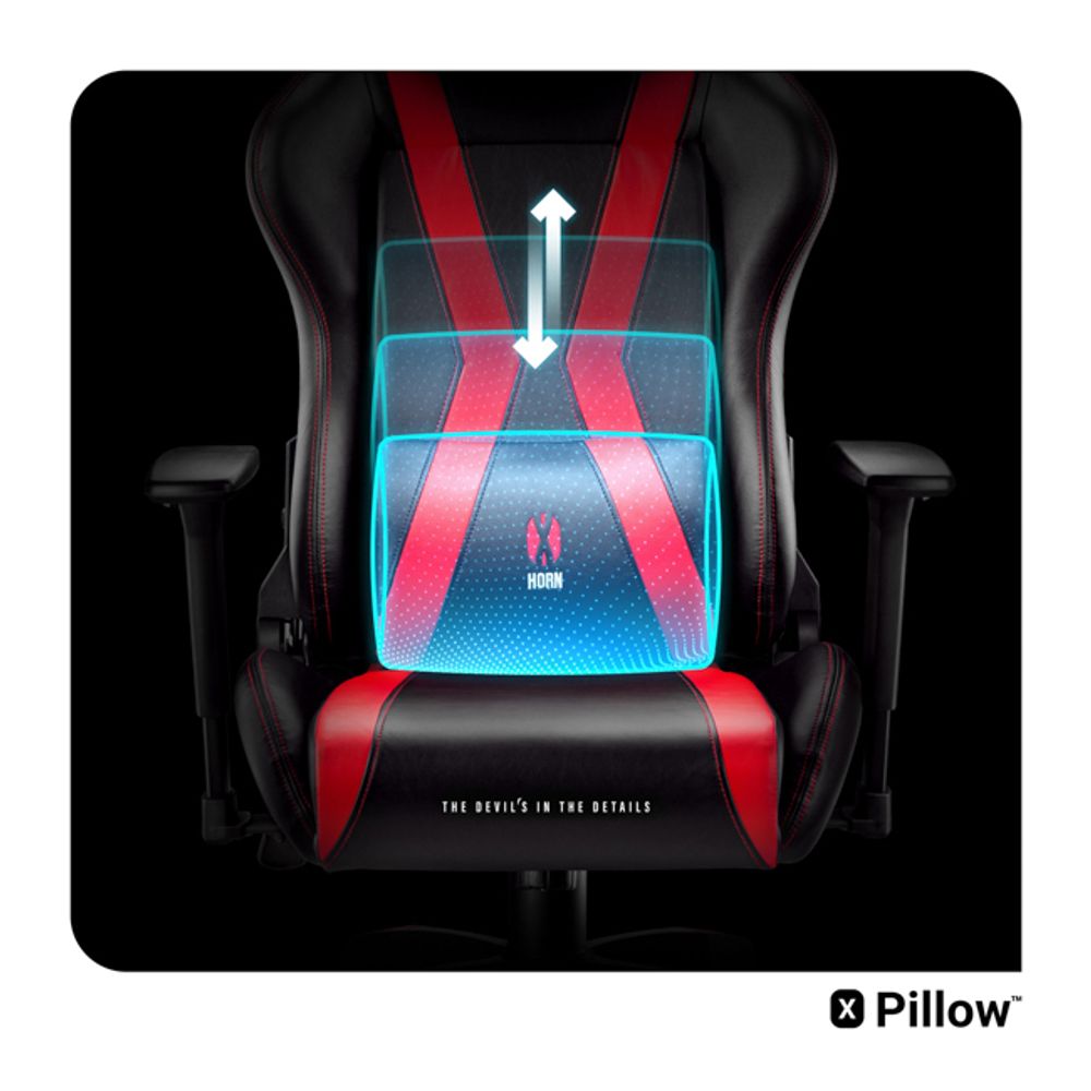 Krzesło gamingowe Diablo X-Horn Krzesło biurowe Krzesło do biurka Podłokietniki 3D Ergonomiczna poduszka pod kark/lędźwie Funkcja bujania Kolor: Czarno-czerwony, Rozmiar Mały