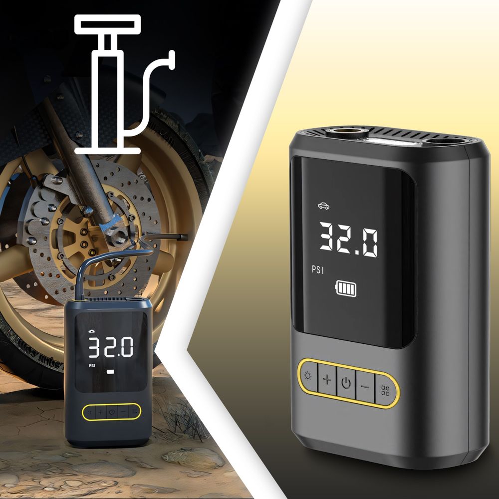 Elektrische Luftpumpe mit 4000mAh Akku und LED Licht, Elektrischer Luftkompressor für Auto, Fahrrad, Ball, USB LCD Display, max 150 PSI, USB-C Retoo