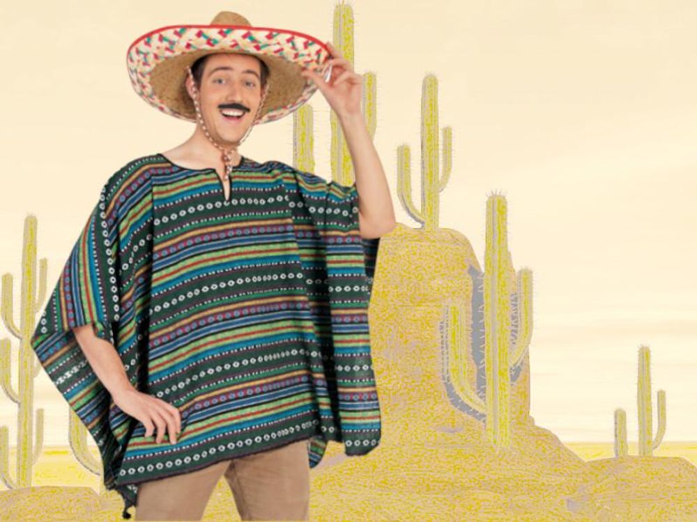 Poncho El Paco Überwurf bunt Mexikanisch Tag der Toten Dia de los Muertos Siesta