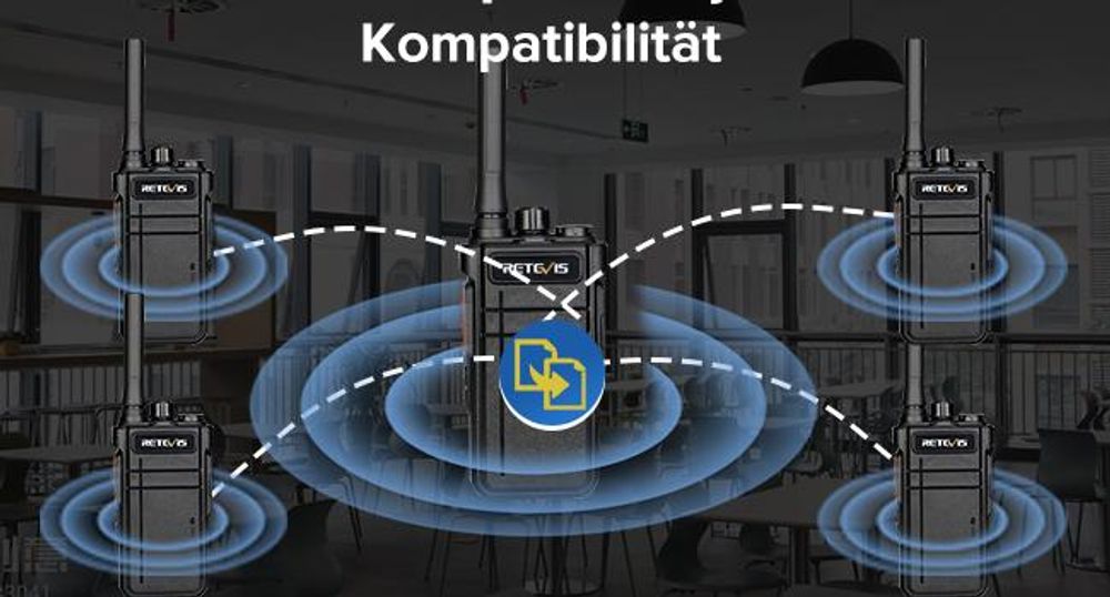 Retevis RB637 Funkgeräte, PMR446 Walkie Talkies, mit Kabellosem Bluetooth Headset, 2000 mAh, VOX, mit 6-Wege-Ladegerät, für Hotel, Restaurant