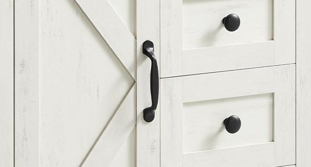 VASAGLE LIRY Kollektion - Aufbewahrungsschrank, Badezimmerschrank im Landhausstil, mit 4 Schubladen, Tür, freistehender Schrank, verstellbare Ablagen