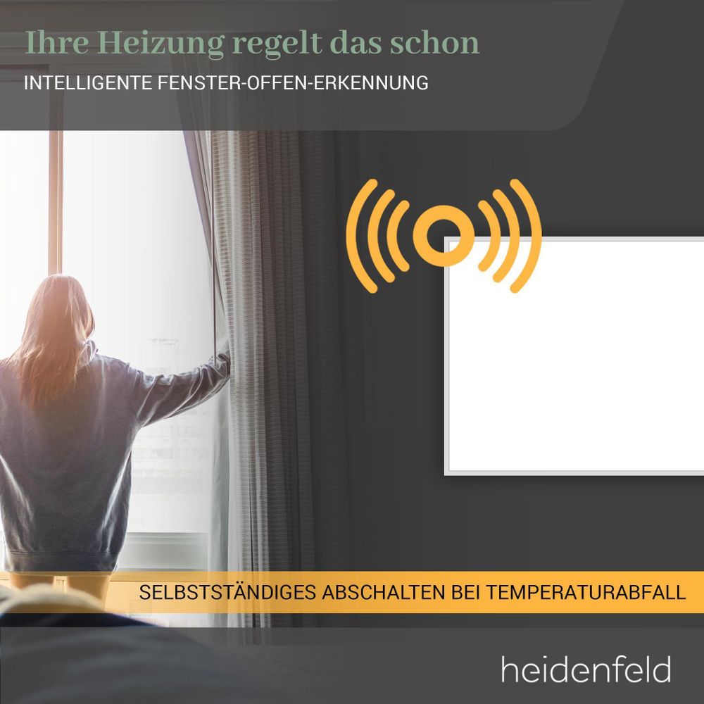 Heidenfeld Infrarotheizung HF-HP110 | Bis 19 m² - mit App - Fernbedienung - Wand- und Deckenheizung - Heizkörper - Flachheizung - Infrarot (800 Watt)