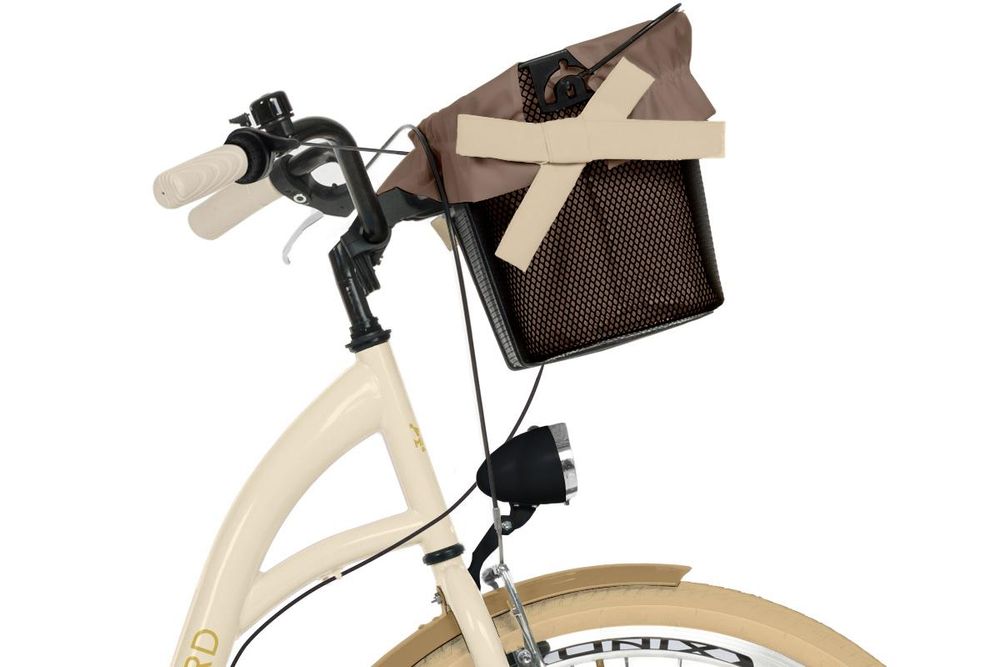 MILORD Damenfahrrad Citybike Komfort Mit Metallkorb Hollandrad Fahrrad, 26 Zoll, 21-Gang, Khaki-Creme
