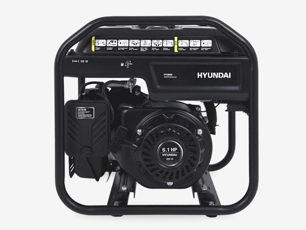 HYUNDAI Inverter Stromerzeuger HY3800i – 3.8 kW max. Leistung, Benzin Generator mit reinem Sinusstrom, 2x 230V, ideal für Camping, Baustelle und als Notstromaggregat