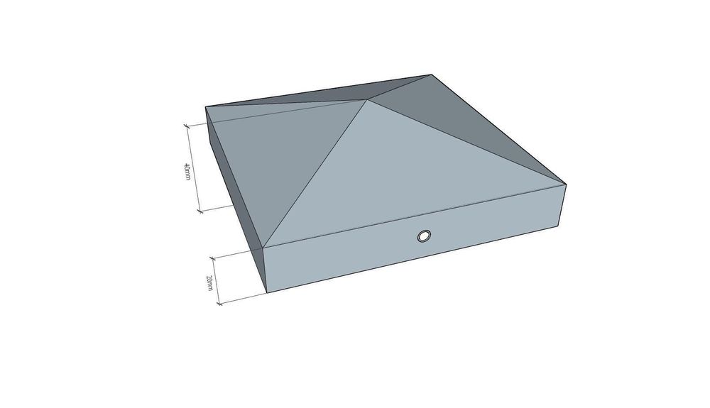 Pfostenkappe Edelstahl Pyramide für Pfosten 7x7cm, inkl. VA-Schrauben, Zaunkappe Zierkappe Kappe rostfrei 71x71 mm
