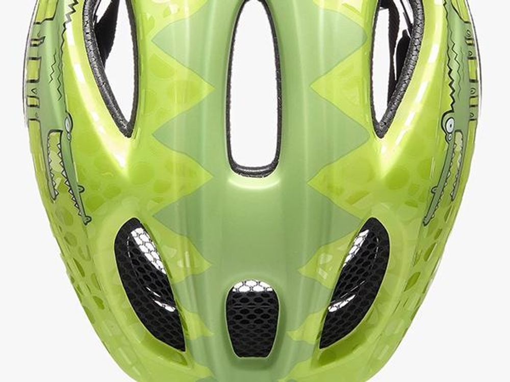 KED Meggy II Trend I Kinder Fahrradhelm Insektenschutznetz Integriertes LED-Rücklicht maxSHELL Technologie Farbe: green croco glossy Größe: 52-58 (M)