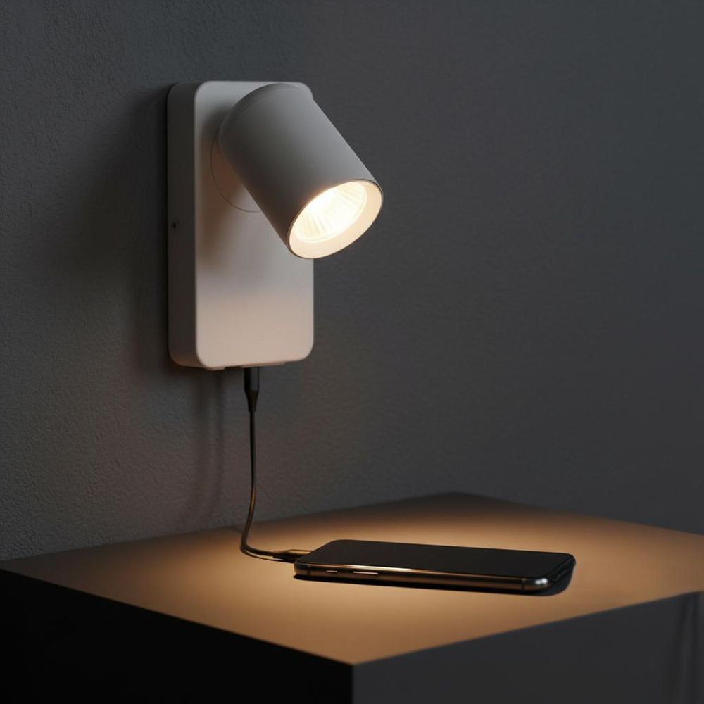 MasterLED Wandlampe GU10 - Weiß matt - Leseleuchte mit USB-A & USB-C Anschluss - Modern und funktional