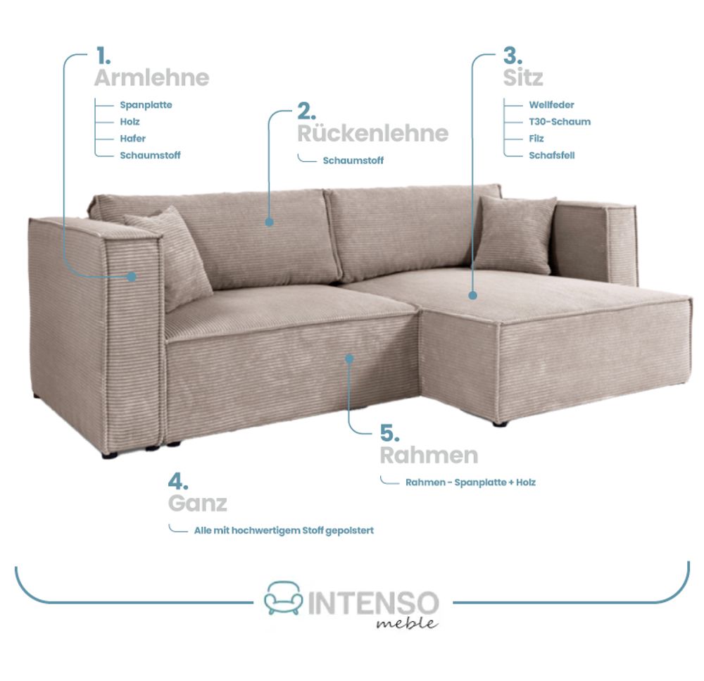 Intenso Ecksofa mit Schlaffunktion Monkey, Grün